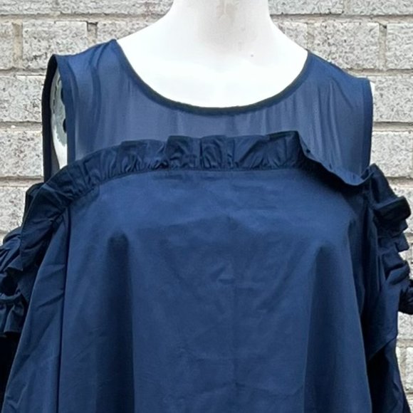 CeCe Cold Shoulder Floral Embroidered Shift Dress Blue Size 14 NWOT - Picture 4 of 5